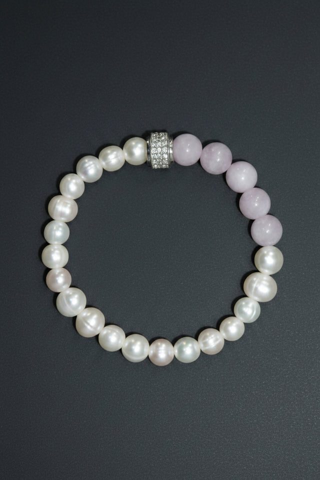 Bracelet Perles d'eau douce et Kunzite 