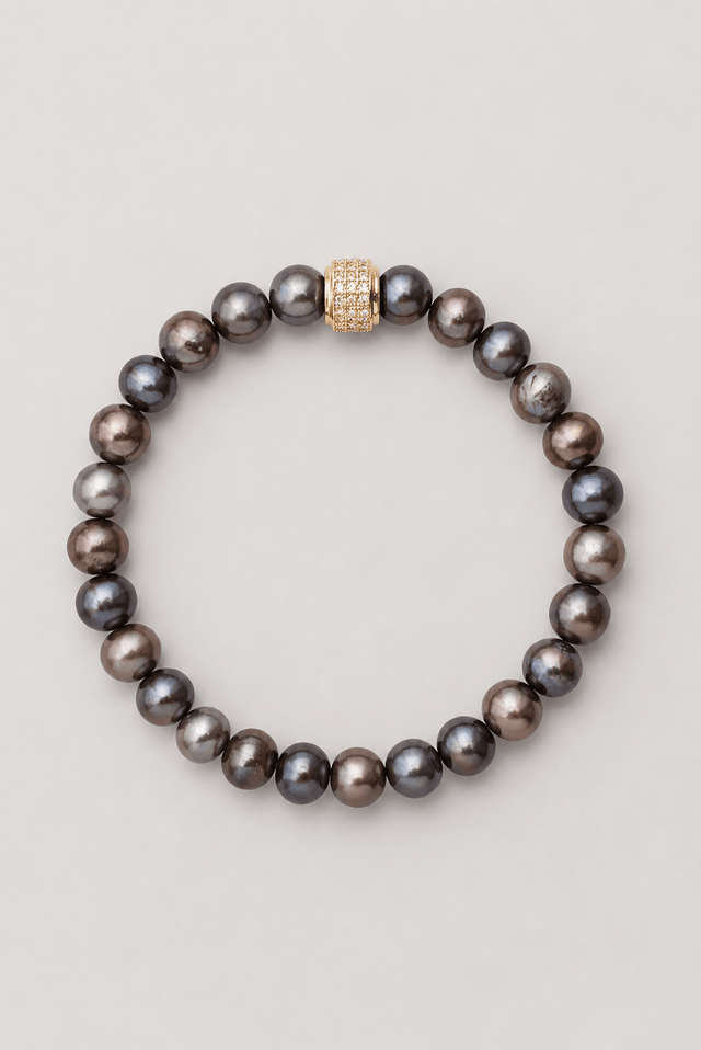 Bracelet Swann Perles d'eau douces Noires Or Jaune - NEIJE