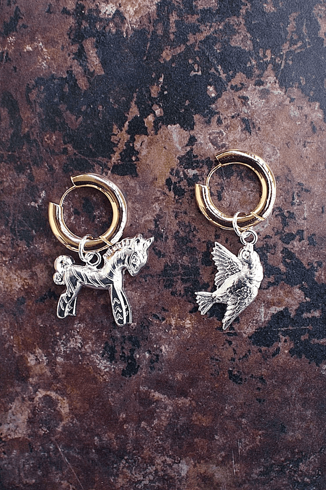 Boucle d'Oreille Cheval et Oiseau