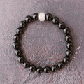 Bracelet Onyx et Plaqué Or Blanc