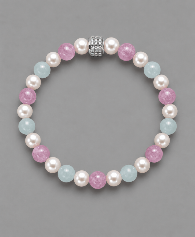 Bracelet Candy Perles d'eau douce Aigue Marine et Kunzite Or Blanc - NEIJE