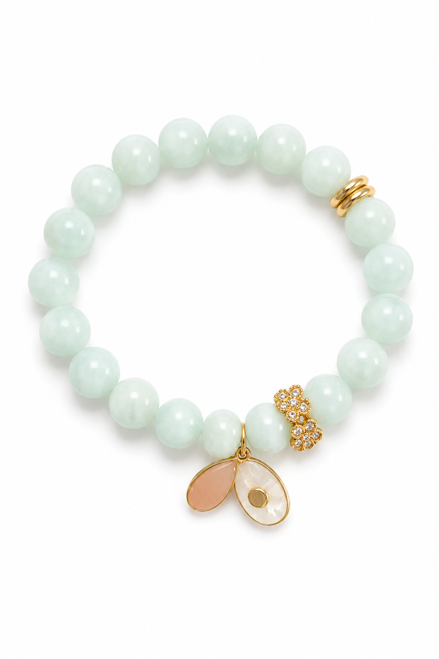 Bracelet Aigue Marine Pierre de Lune et Cornaline