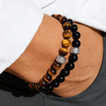 Coffret Duo de Bracelets Onyx & Oeil de Tigre - Or Blanc - NEIJE