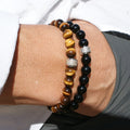 Coffret Duo de Bracelets Onyx & Oeil de Tigre - Or Blanc - NEIJE