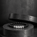 Bracelet Eclipse Onyx et Or Blanc - NEIJE
