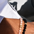 Bracelet pour Homme en Perles Roses et Onyx