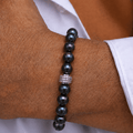 Bracelet Marlow Perles d'eau douce Noir Profond Or Blanc - NEIJE