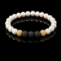 Bracelet Homme Perle d'eau douce et pierre de lave