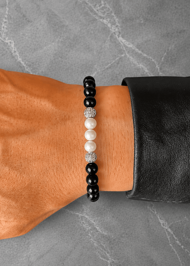 Bracelet Eclipse Onyx et Or Blanc - NEIJE