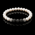 Bracelet Eclipse Perles d'eau douce & Pierre de Lave - Or Blanc - NEIJE
