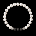 Bracelet Eclipse Perles d'eau douce & Pierre de Lave - Or Blanc - NEIJE