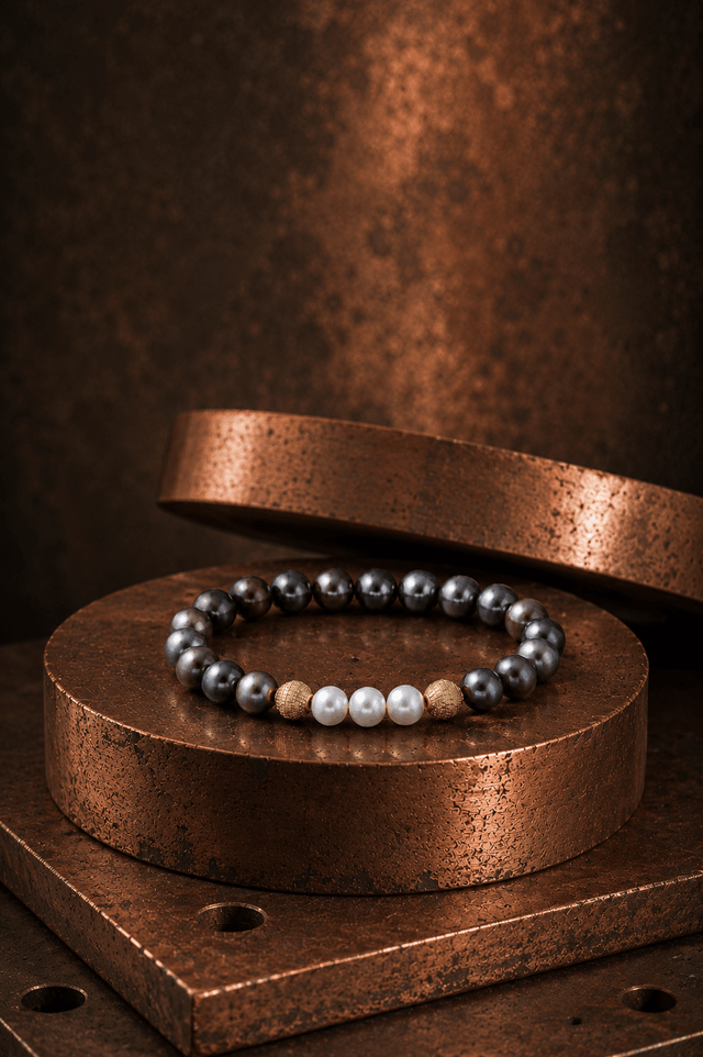 Bracelet Eclipse Perles d'eau douce noires et Or Jaune - NEIJE
