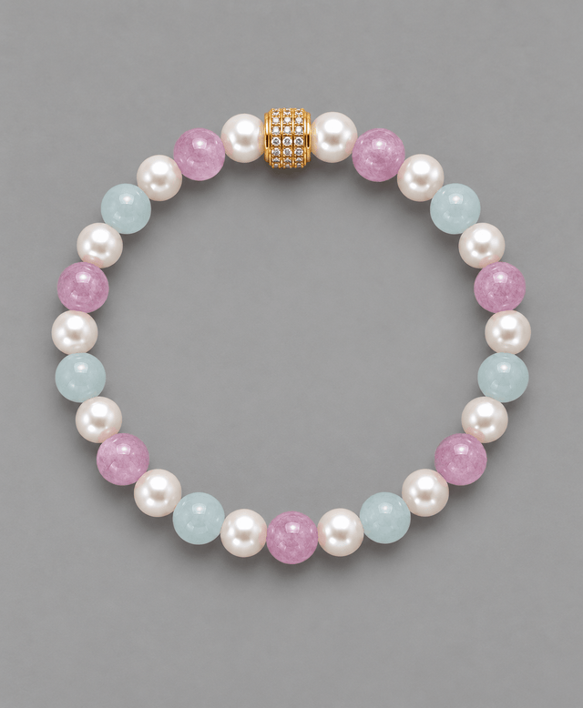 Bracelet Candy Perles d'eau douce Aigue Marine et Kunzite Or Jaune - NEIJE