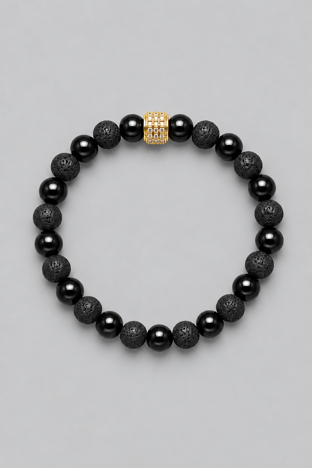 Bracelet Onyx Pierre de Lave pour Homme
