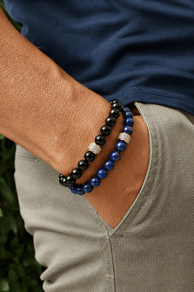 Coffret Duo de Bracelets Onyx & Lapis Lazuli - Or Jaune - NEIJE