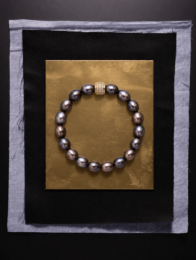 Bracelet Perles de Culture Noires Or Jaune - Athéna - NEIJE