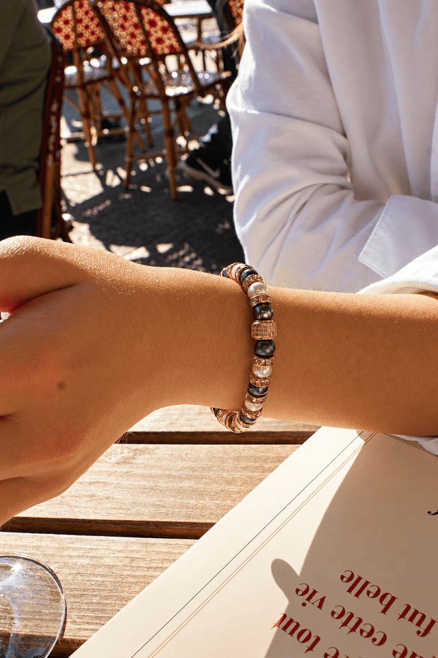 Bracelet Schachmatt Perles de Culture Noires et Blanches - NEIJE