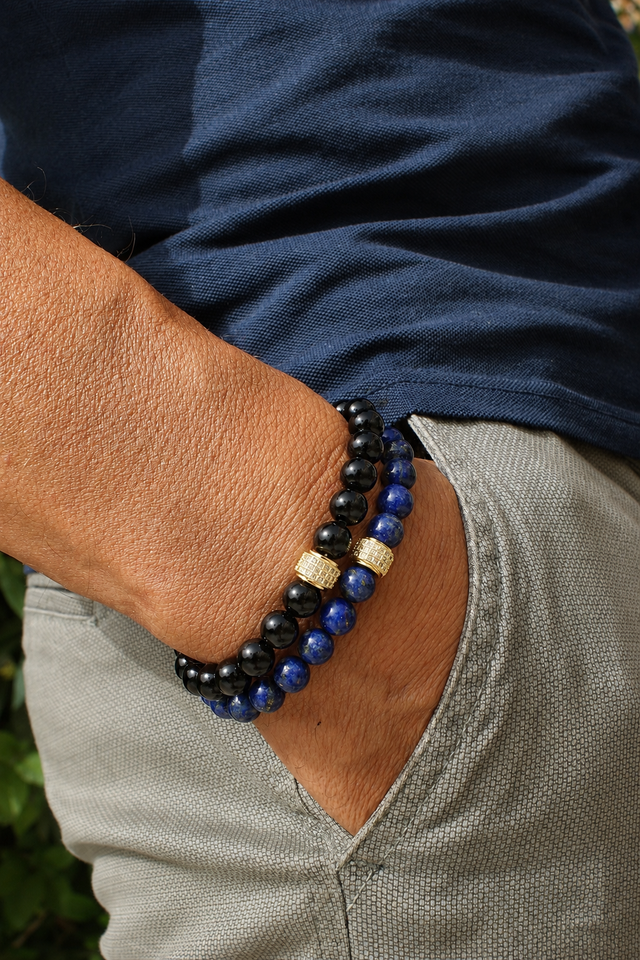 Bracelet Perle Homme Lapis Lazuli Onyx
