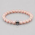 Bracelet Perles Roses et Crâne Argent - NEIJE