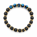 Bracelet Soleil Noir - Perles Hotaru d'Okinawa & Pierre de Lave - NEIJE
