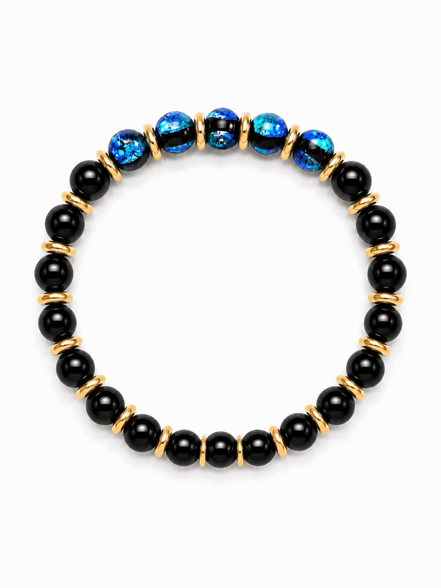 Bracelet Soleil Noir - Perles Hotaru d'Okinawa & Onyx - NEIJE