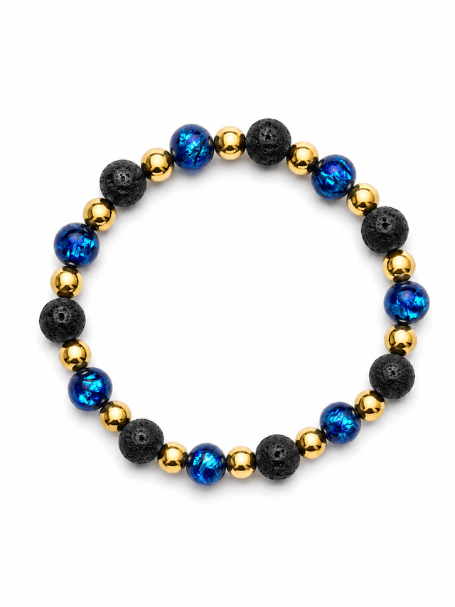 Bracelet Nuit Étoilée - Perles Hotaru d'Okinawa & Pierre de Lave - NEIJE