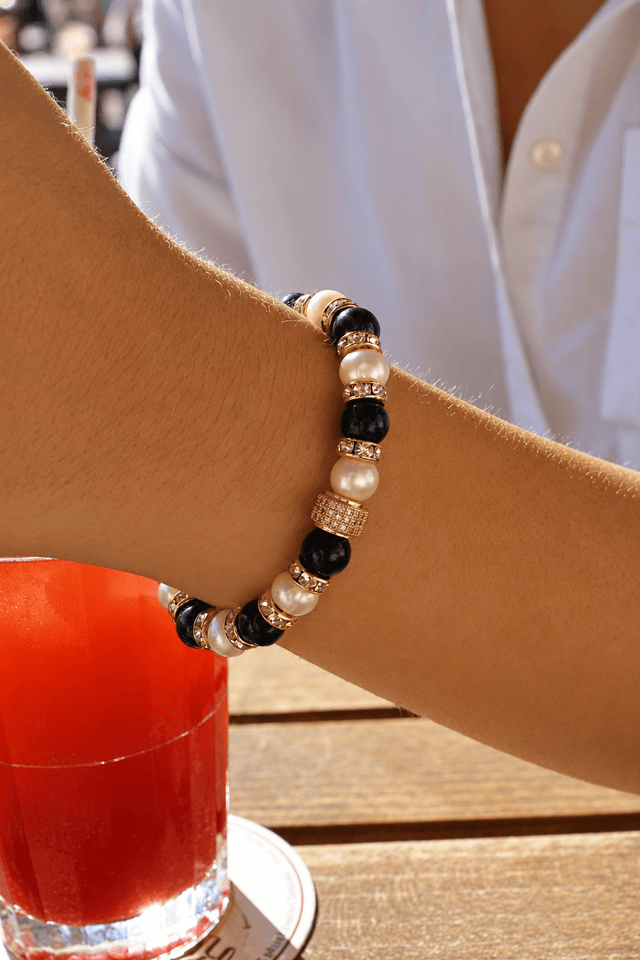 Bracelet Schachmatt Onyx et Perles de Culture - NEIJE