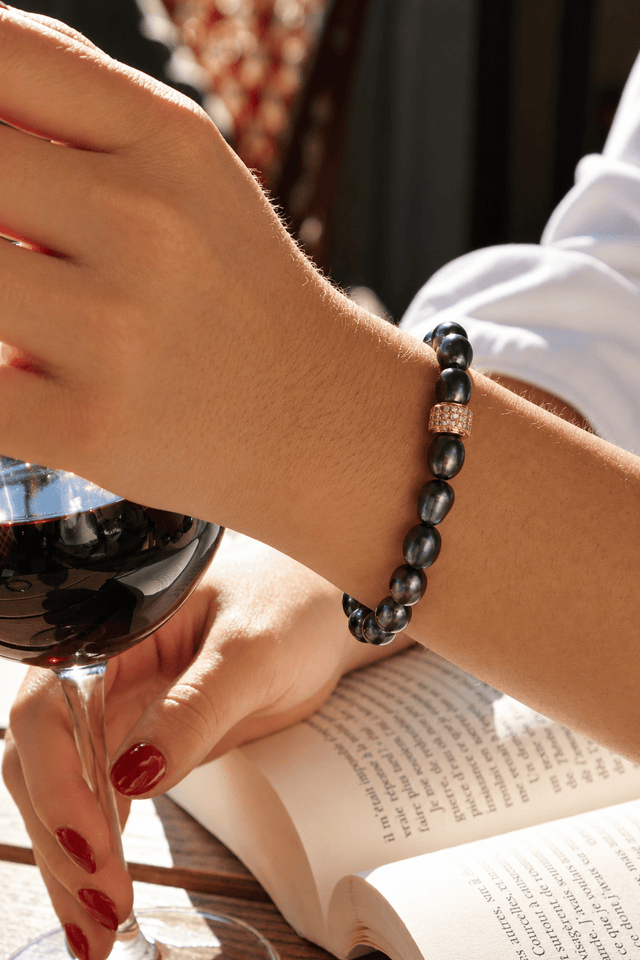 Parure Collier & Bracelet Perles de Culture Noires - Athéna - NEIJE