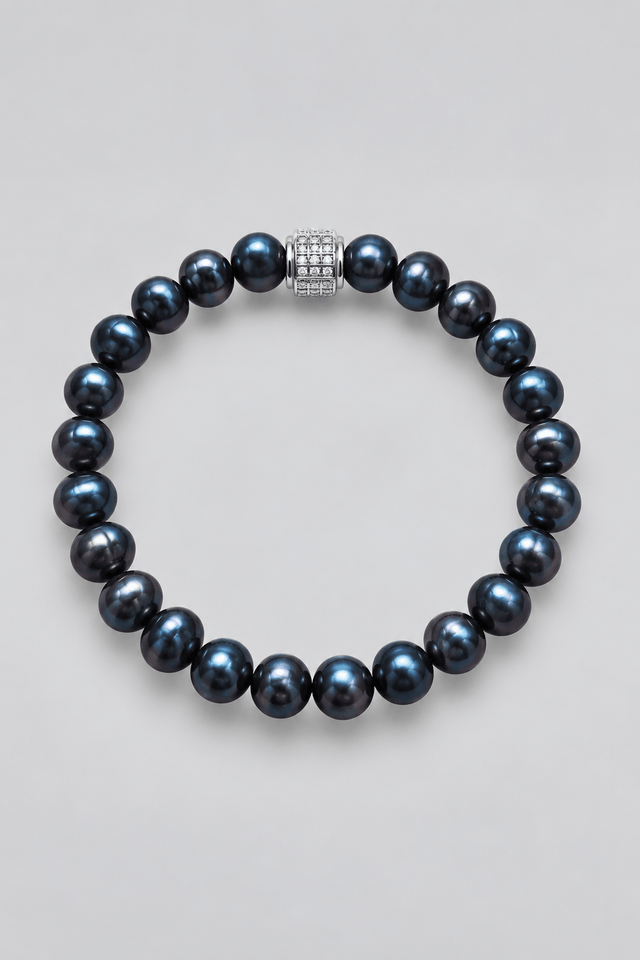 Bracelet Marlow Perles d'eau douce Noir Profond Or Blanc - NEIJE