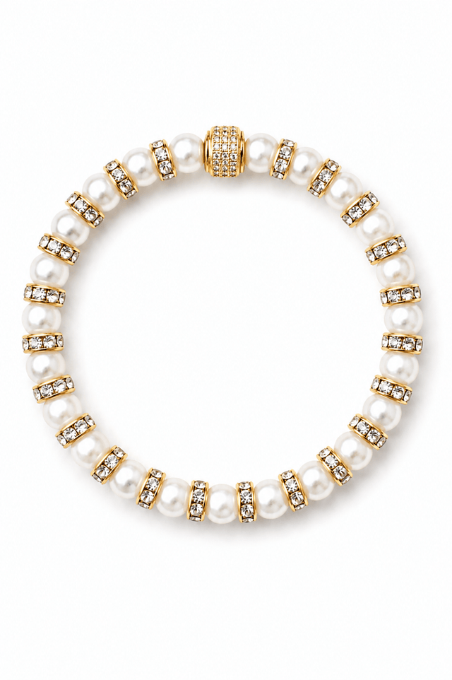 Parure Collier & Bracelet Perles de Culture Blanches avec Diamants - Madame Bovary - NEIJE