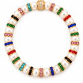 Parure Collier & Bracelet Perles de Culture Blanches avec Diamants Multicolores - Madame Bovary - NEIJE