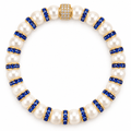 Parure Collier & Bracelet Perles de Culture Blanches avec Diamants Bleus - Madame Bovary - NEIJE