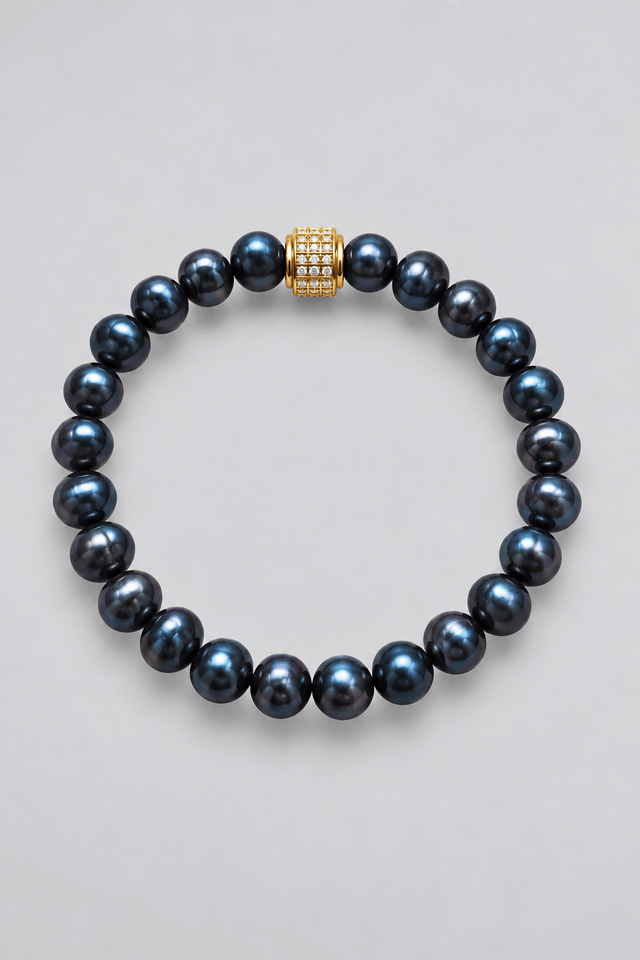 Bracelet Marlow Perles d'eau douce Noir Profond Or Jaune - NEIJE
