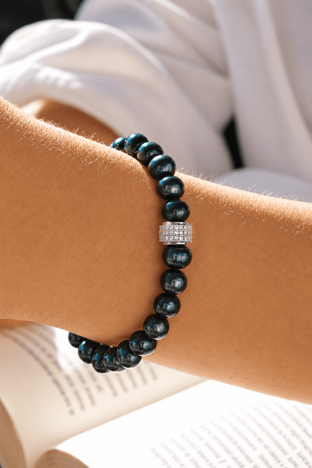 Bracelet Marlow Perles de Culture Noir Profond Or Blanc - NEIJE