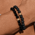 Coffret Duo de Bracelets Onyx & Pierre de Lave - Or Jaune - NEIJE