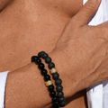 Bracelet Pierre de Lave et Onyx en Or pour Homme