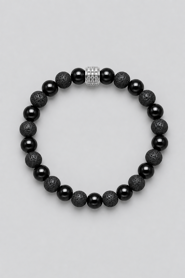 Bracelet Pierre de Lave et Onyx pour Homme - NEIJE