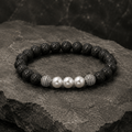 Bracelet Eclipse Pierre de Lave et Or Blanc - NEIJE
