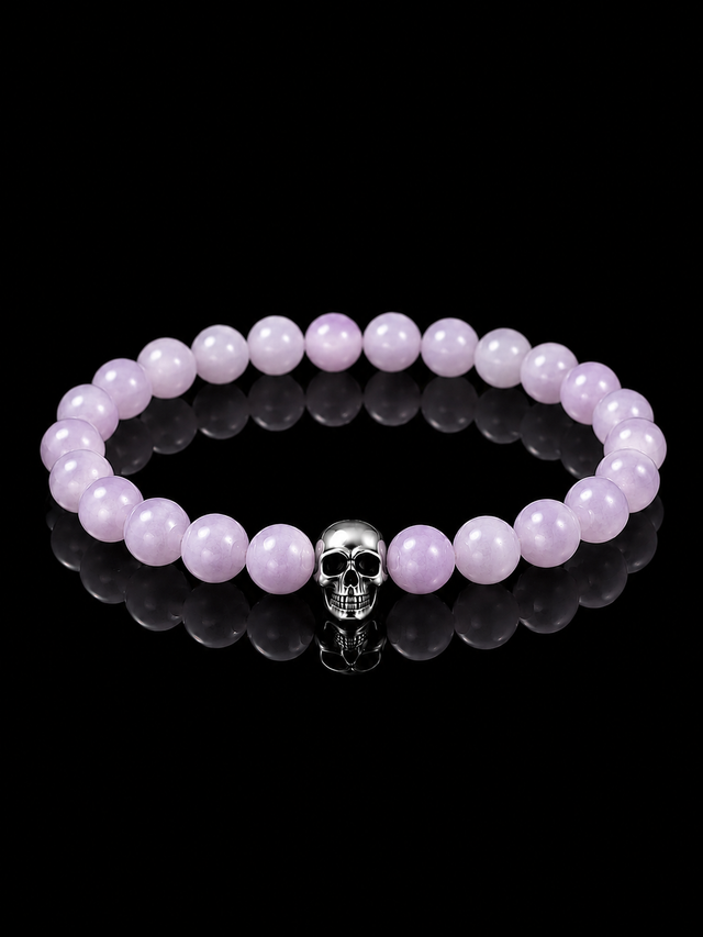 Bracelet Kunzite Crâne Argent 925 - NEIJE