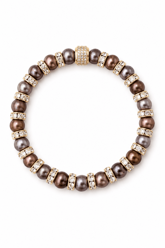 Parure Collier & Bracelet Perles de Culture Noires avec Diamants - Madame Bovary - NEIJE