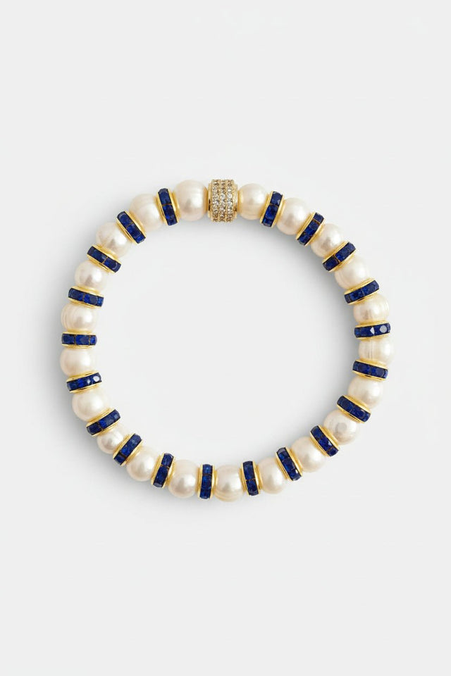 Bracelet Madame Bovary Perles de Culture et Diamants Bleus - NEIJE