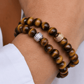 Bracelet Corto Oeil de Tigre Or Blanc - NEIJE
