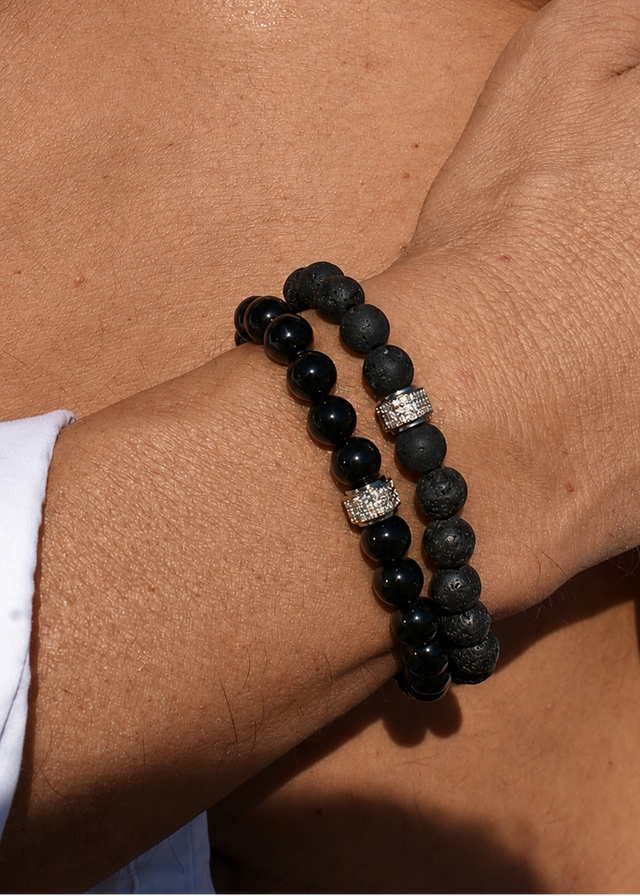 Bracelets Homme Onyx et Pierre de Lave