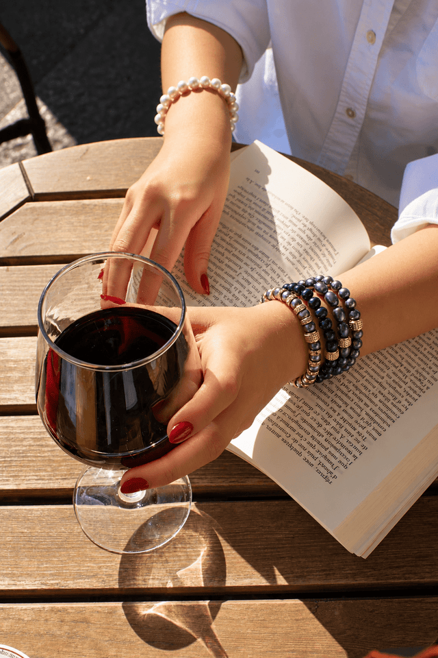Parure Collier & Bracelet Perles de Culture Noires avec Diamants - Madame Bovary - NEIJE