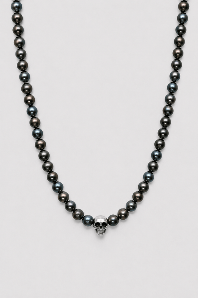 Collier Rebel Perles d'eau douce Noires et Argent 925 - NEIJE