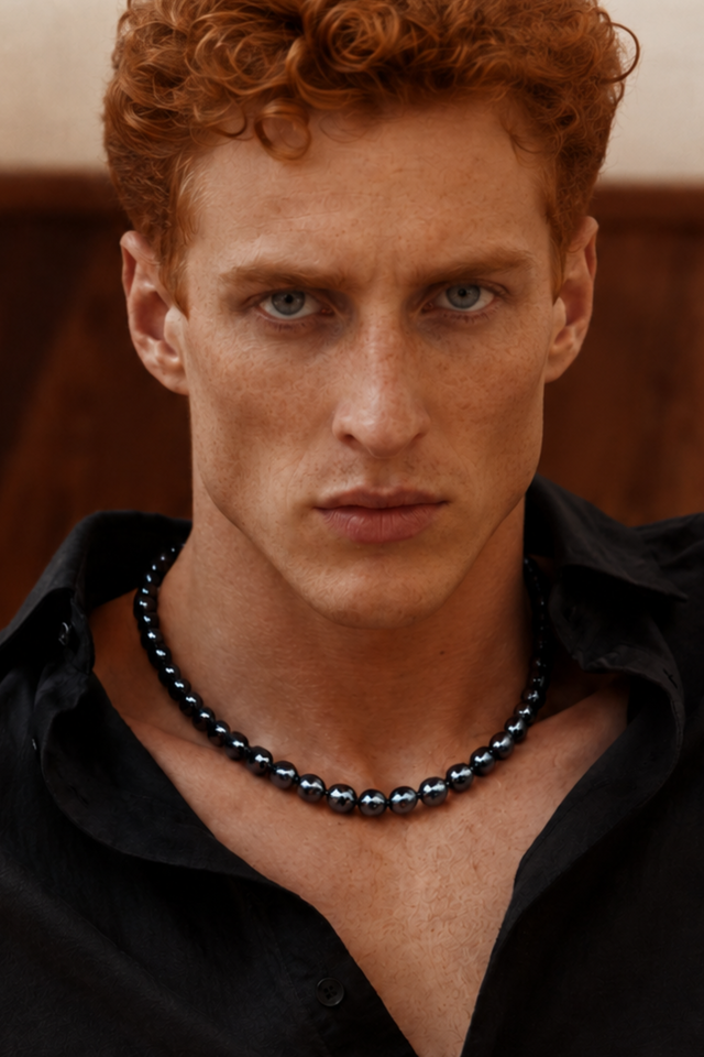 Collier Homme Perle d'eau douce Noire - NEIJE