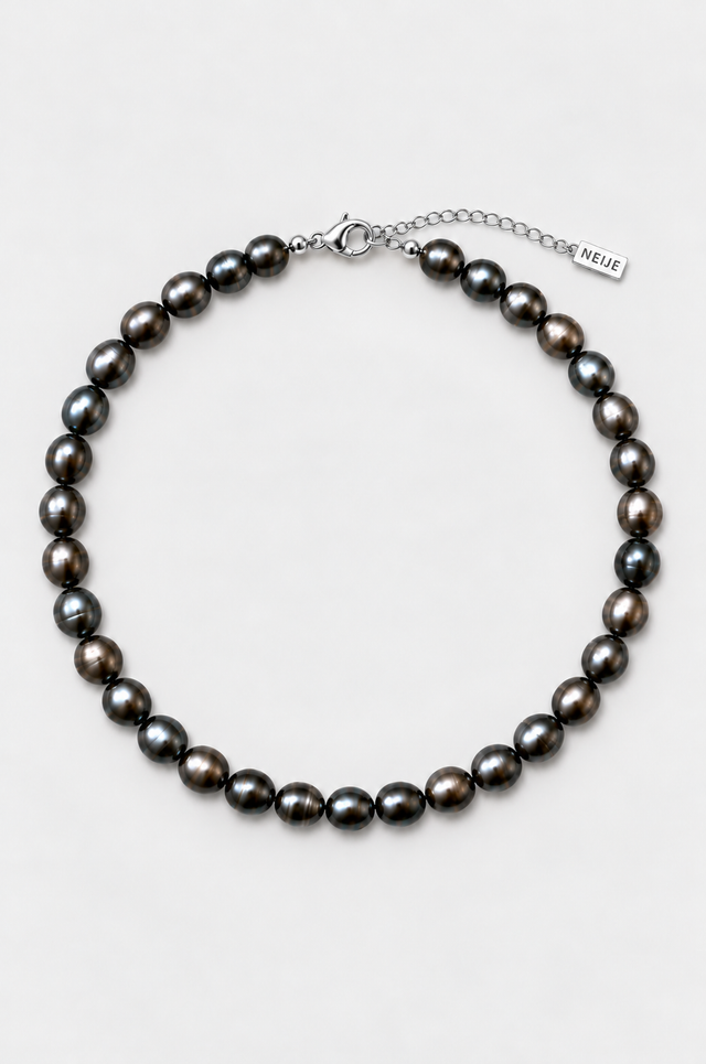 Collier Perles de Culture Noires et Argent 925 - NEIJE