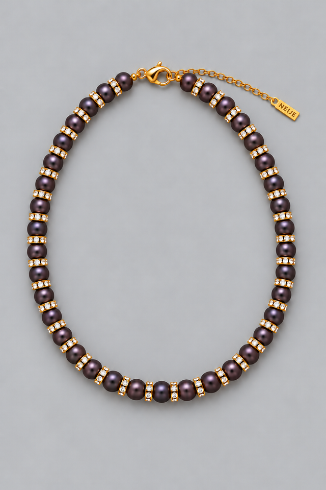 Collier Perles de Culture Noires et Diamants - NEIJE