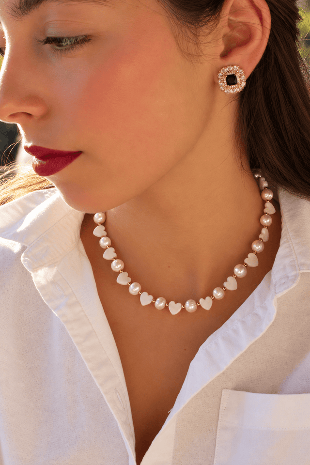 Collier Sacré-Coeur Perles de Culture Nacre et Argent 925 - NEIJE