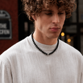 Collier Homme Onyx Tête de Mort et Argent 925